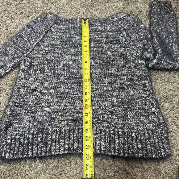 LILLA P Crochet Knit Eyelash Sweater Womens Size M Blue Chunky Butter Soft Cozy - Picture 7 of 7